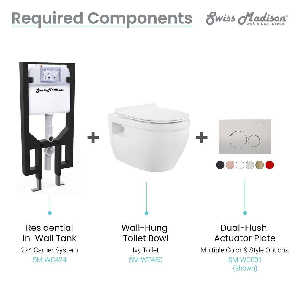 Swiss Madison Ivy SM-WT450 Wall Hung Toilet, Glossy White