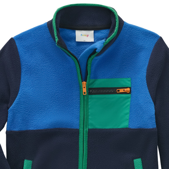 Famy Jungen Fleecejacke mit Farbteilern