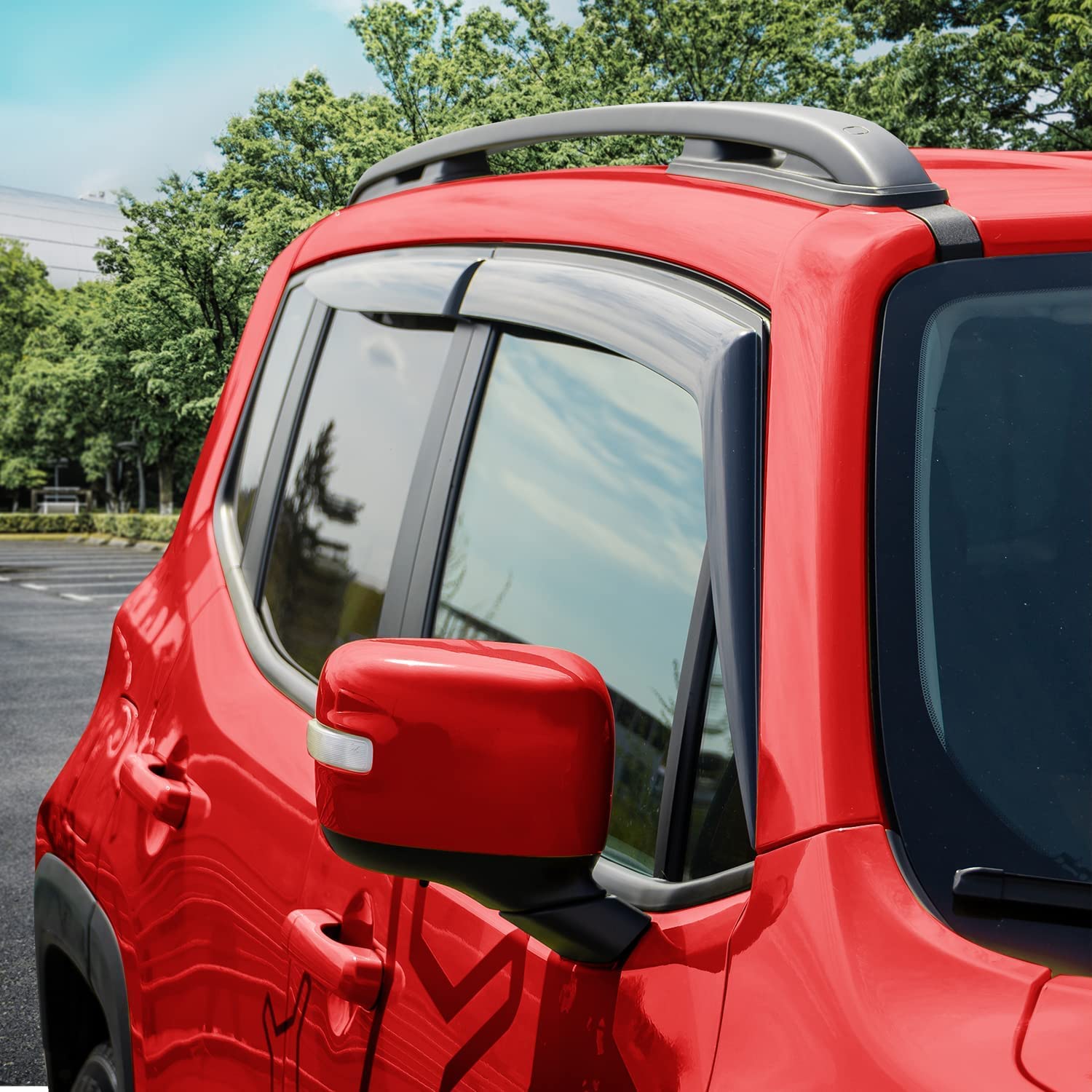 Voron Glass Tape-on Extra Durable Rain Guards for Jeep Renegade 2015-2021, Window Deflectors, Vent Window Visors, 4 Pieces - 120112