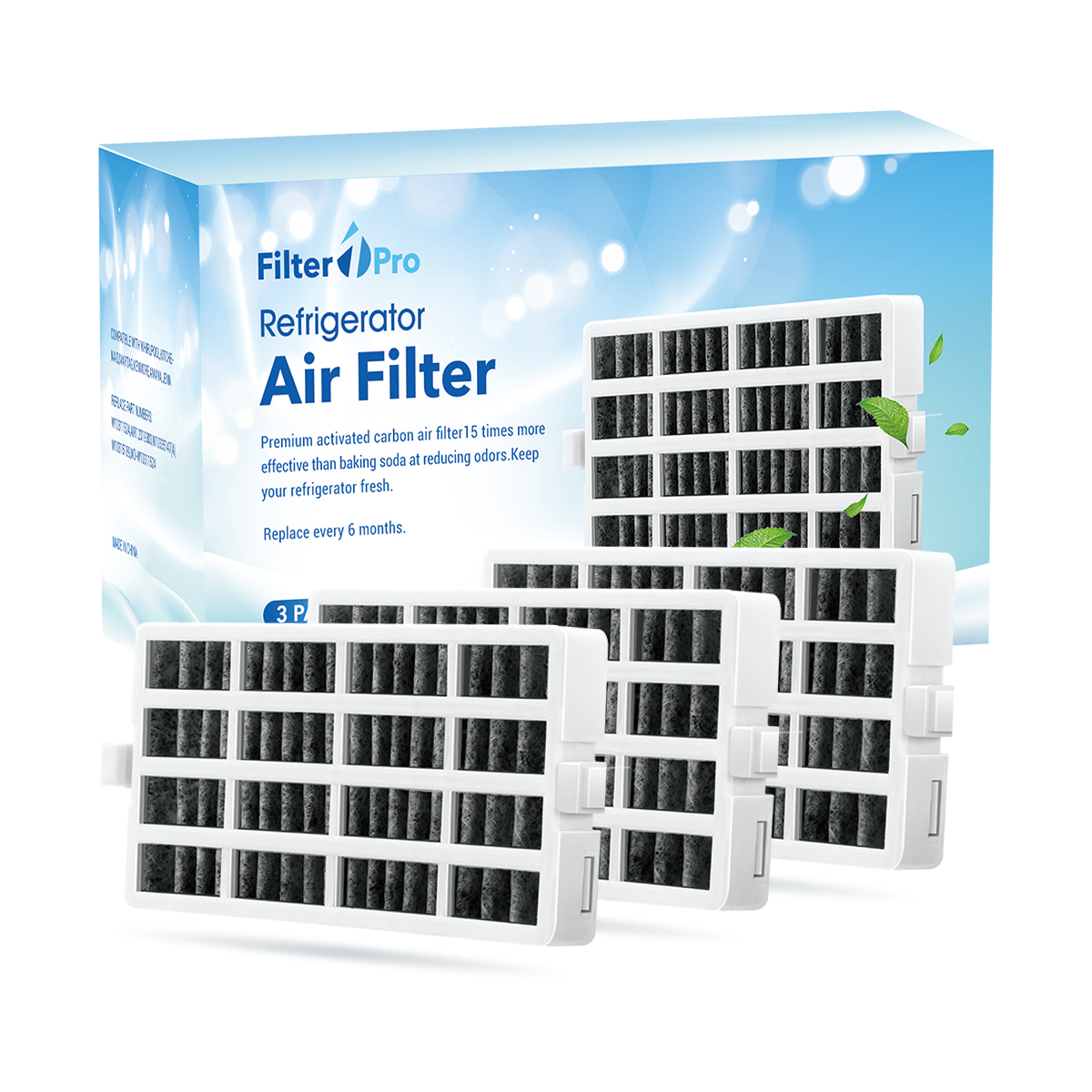 3 Packs AO01 Water Filters EDR1-RXD1 Compatible W11602565 W10295370A P4RFWB Filter 1 with 3 pk AF01 Fresh Flow W10311524 W10335147A Air Filter