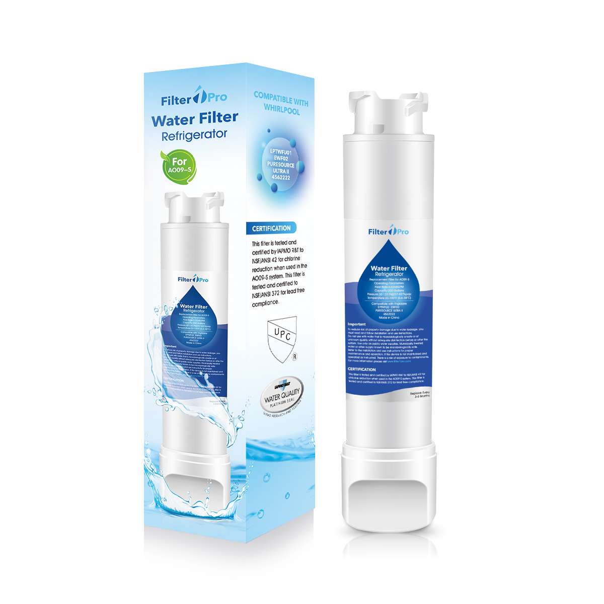 Filter1pro 3pk EPTWFU01, EWF02 Refrigerator Water Filter