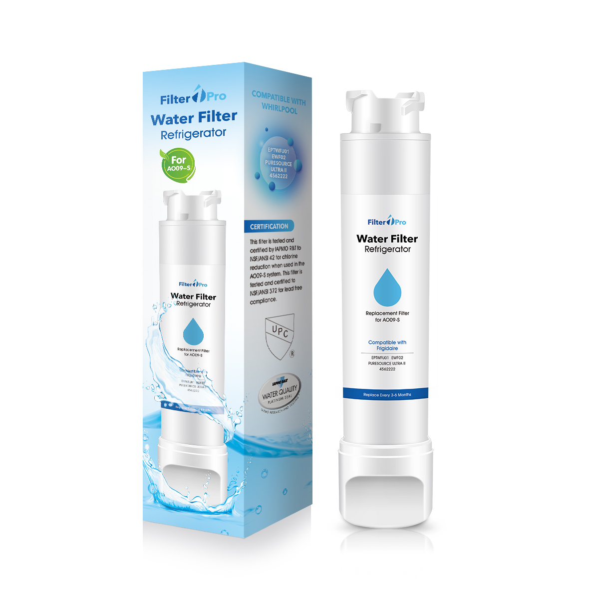 Filter1pro AO09 for Frigdar Eptwfu01 PUesource Ultra 2 Refrigerator Water Filter