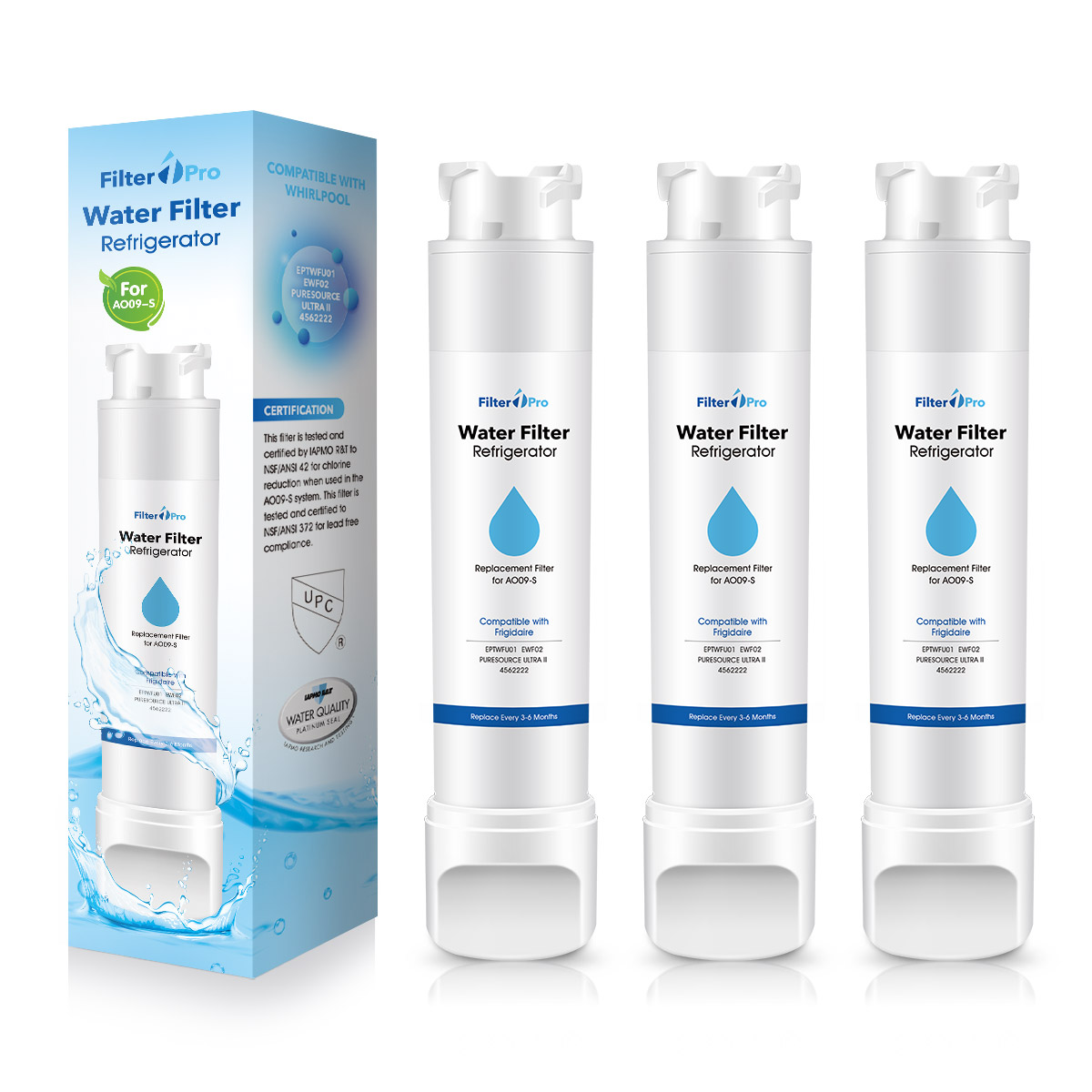 Filter1pro AO09 for Frigdar Eptwfu01 PUesource Ultra 2 Refrigerator Water Filter
