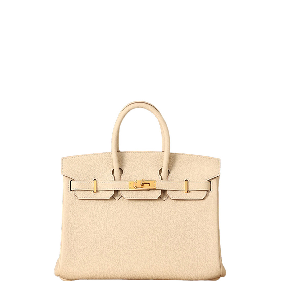 HERMÈS Birkin 25 Platinum Bag 10 Craie Milk White Togo Leather with Gold Hardware