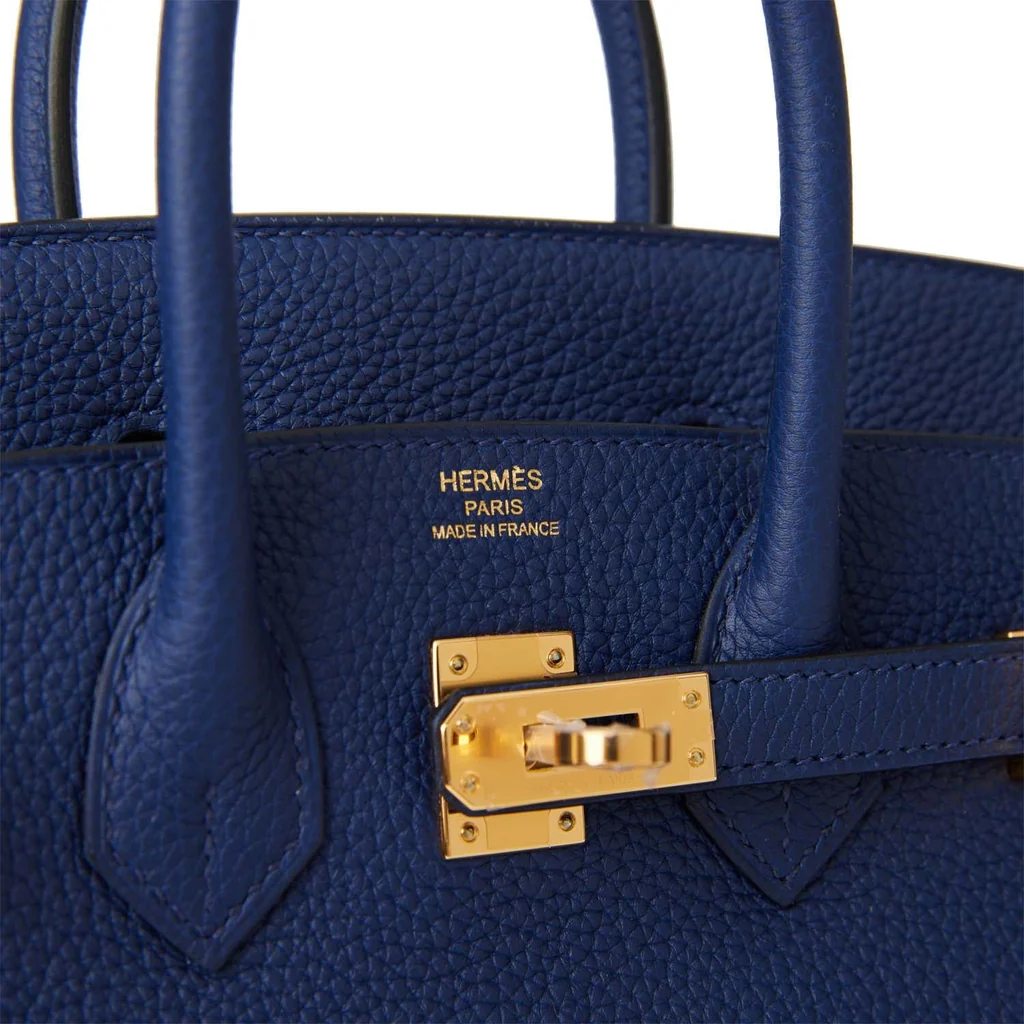 HERMES Birkin 25 Gold Hardware Togo Leather in 73 Bleu Saphir