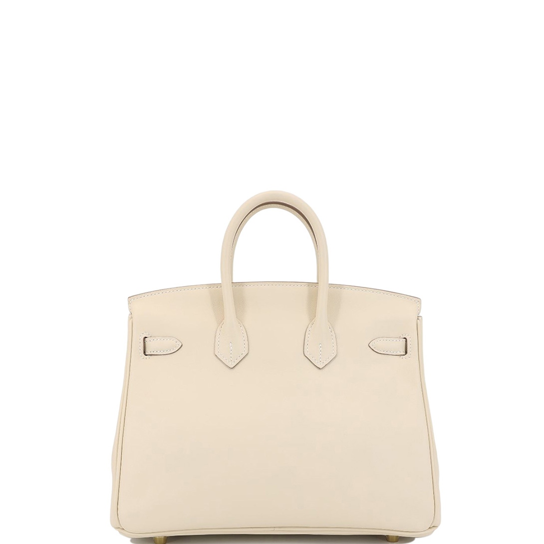 HERMÈS Birkin 25 Platinum Bag 10 Craie Milk White Jonathan Leather with Gold Hardware