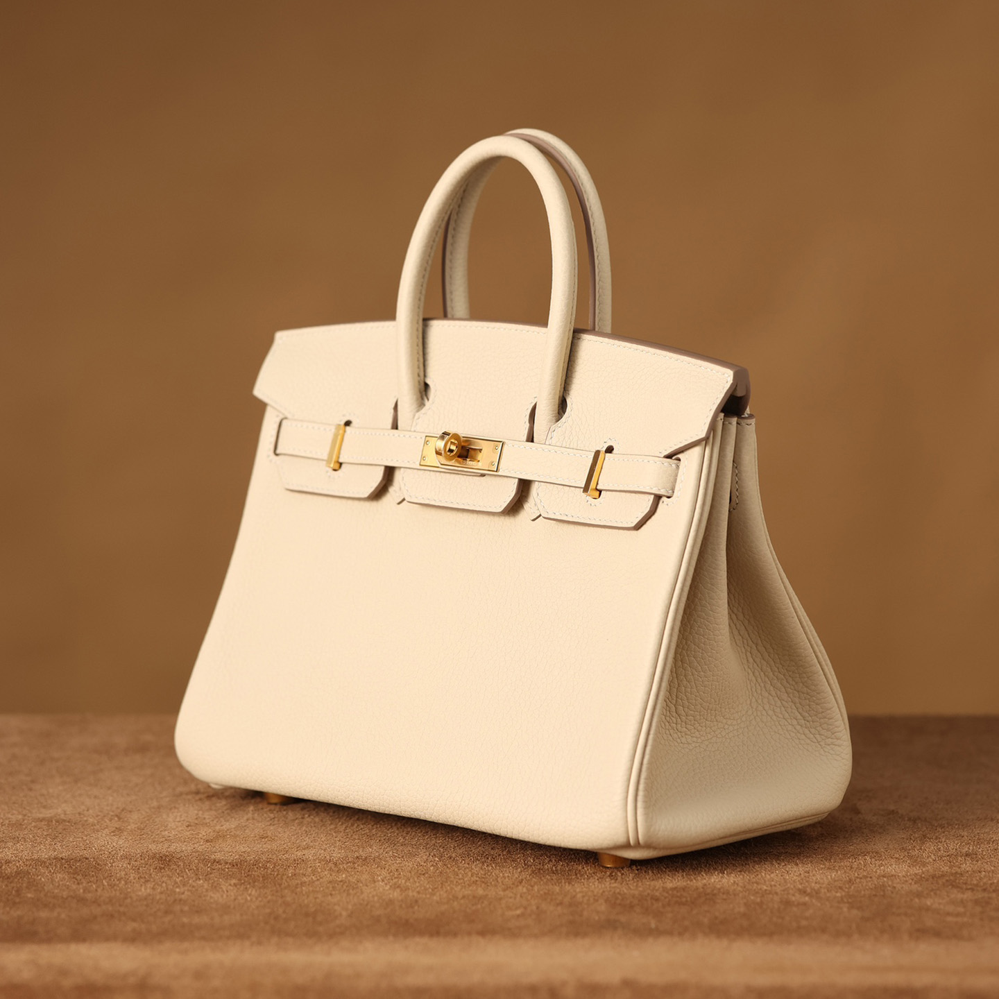 HERMÈS Birkin 25 Platinum Bag 10 Craie Milk White Togo Leather with Gold Hardware