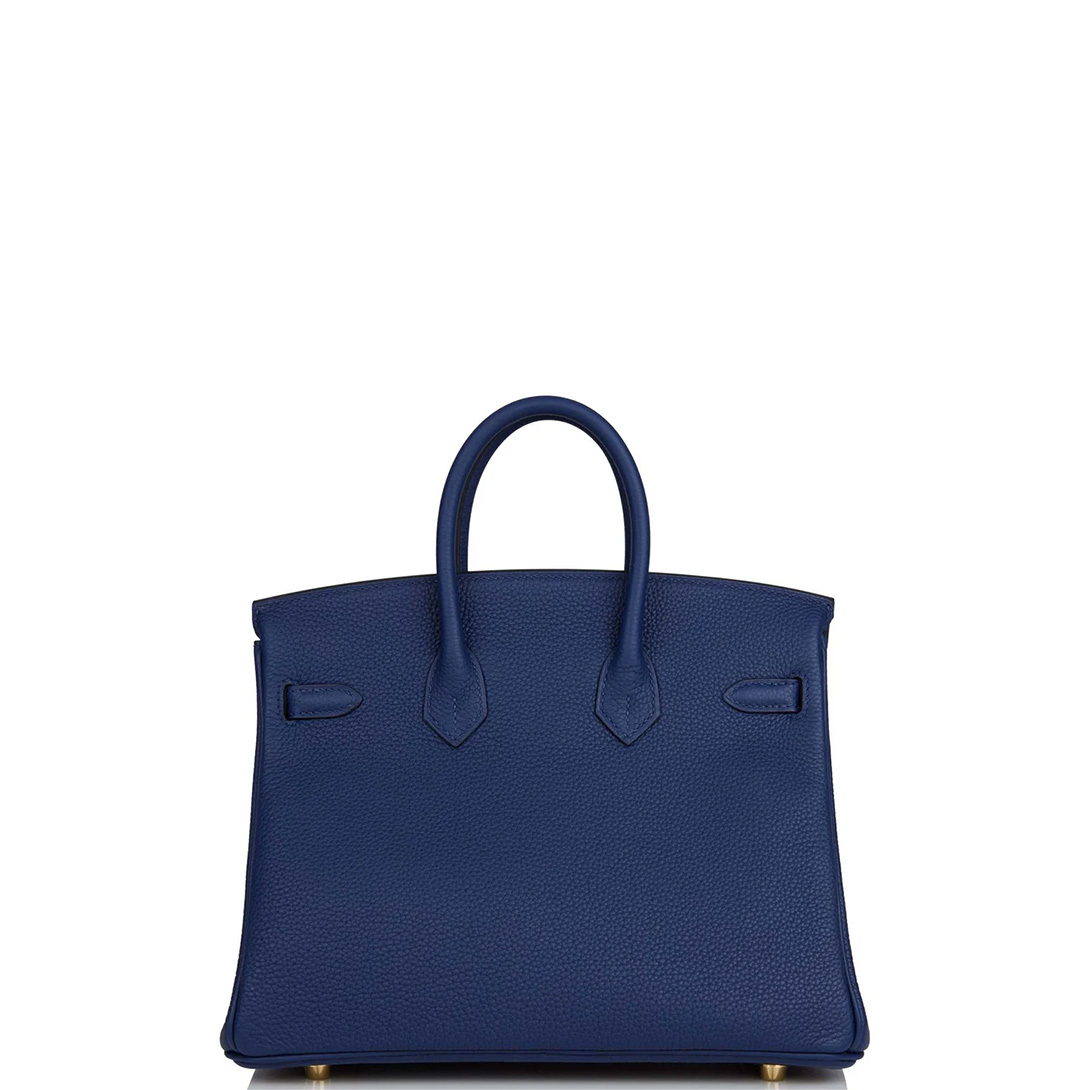 HERMES Birkin 25 Gold Hardware Togo Leather in 73 Bleu Saphir