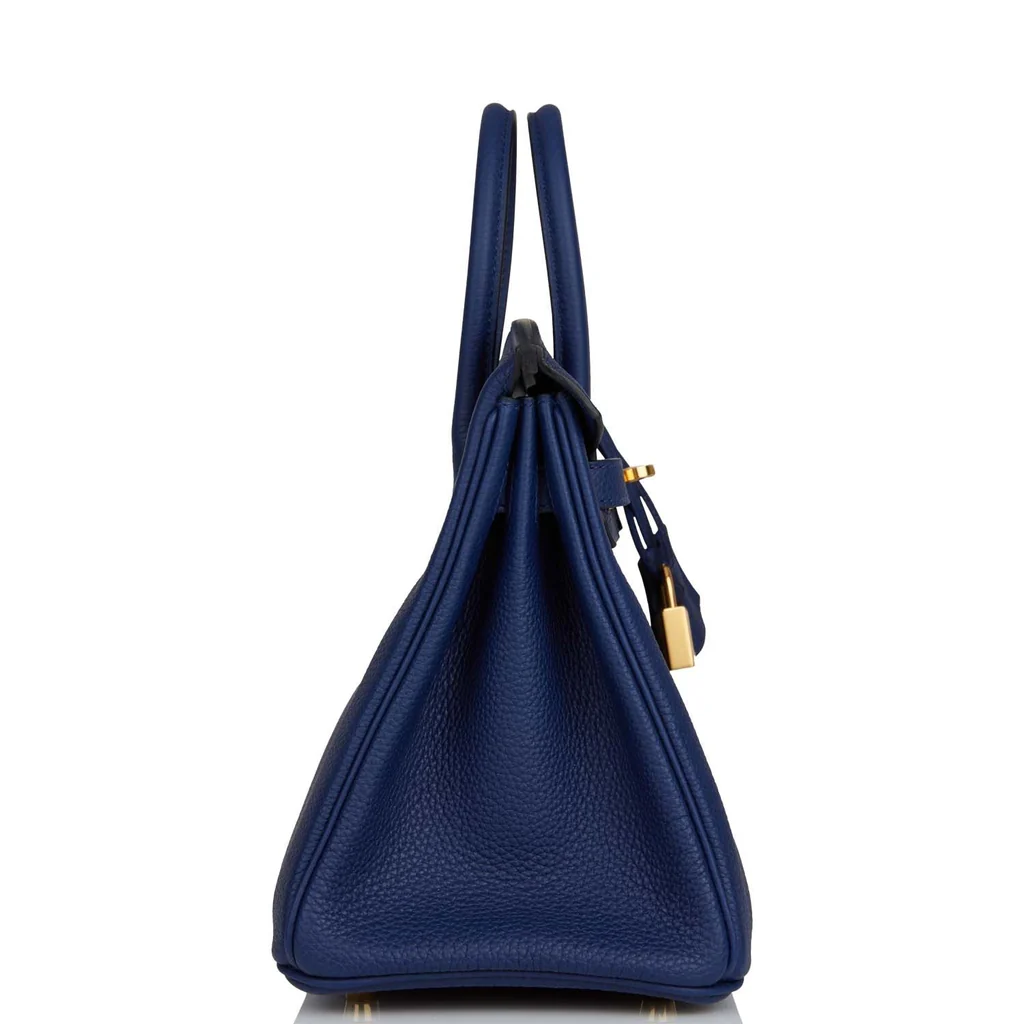 HERMES Birkin 25 Gold Hardware Togo Leather in 73 Bleu Saphir