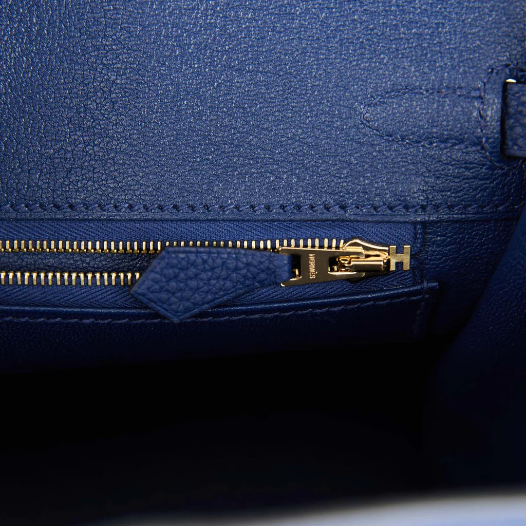 HERMES Birkin 25 Gold Hardware Togo Leather in 73 Bleu Saphir