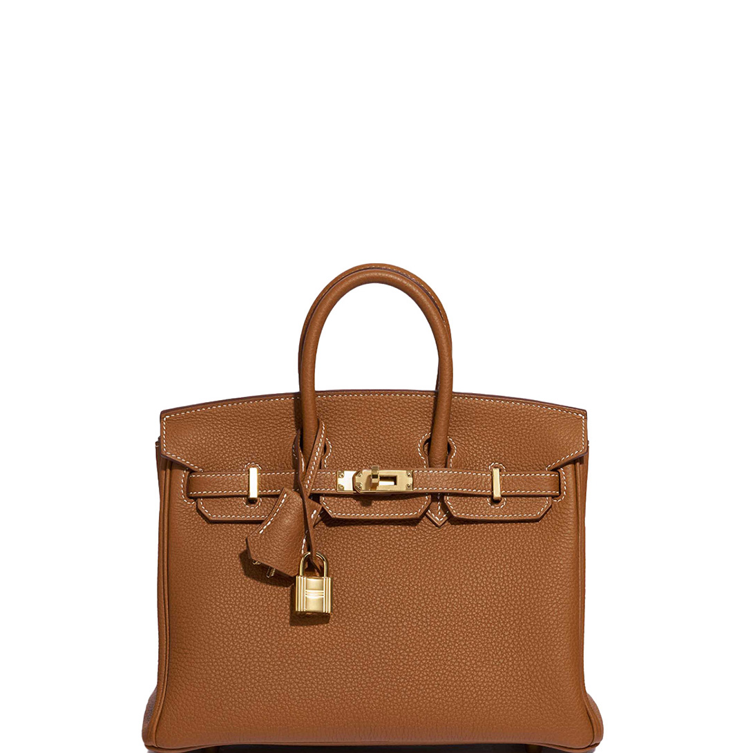HERMÈS Birkin 25 Gold Hardware Togo Calfskin 37 Gold Brown