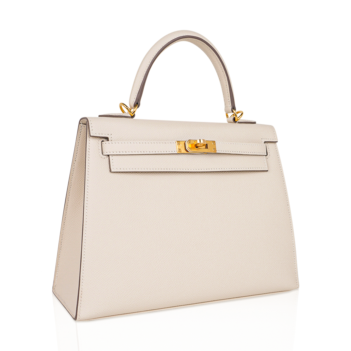 HERMES Kelly 25 Gold Hardware Epsom Calfskin in Craie