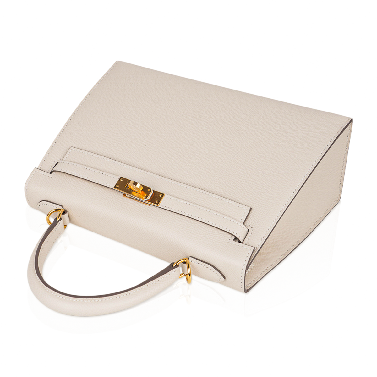 HERMES Kelly 25 Gold Hardware Epsom Calfskin in Craie