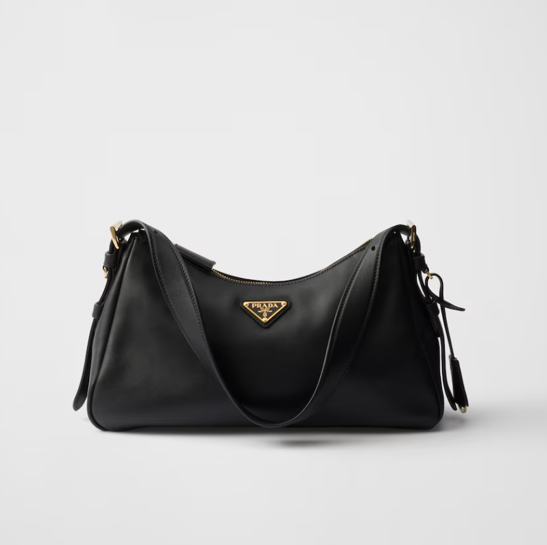 Prada Aimée Medium Leather Shoulder Bag Black
