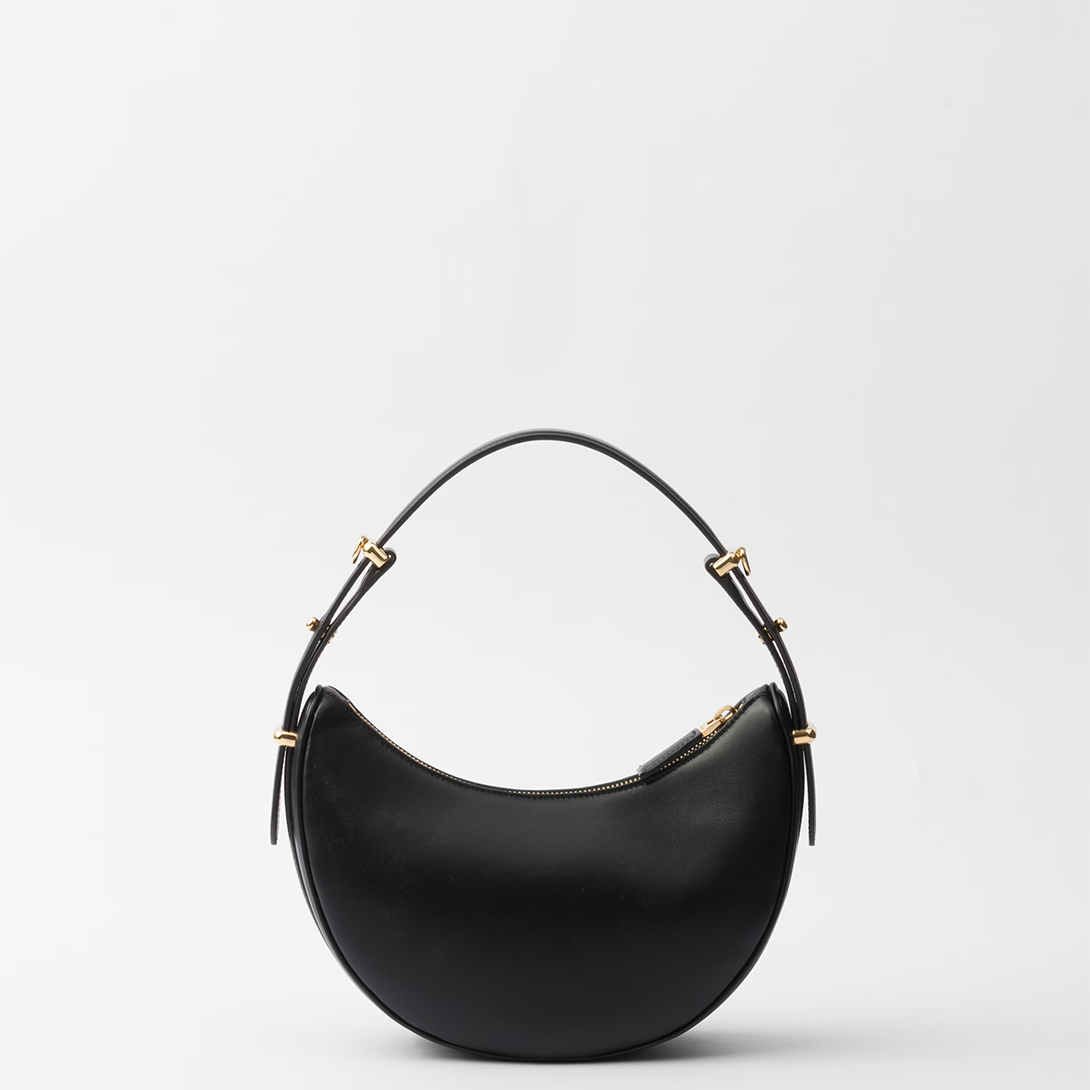 Prada Arqué Small Leather Shoulder Bag Black
