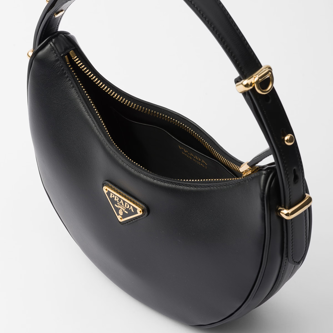 Prada Arqué Small Leather Shoulder Bag Black