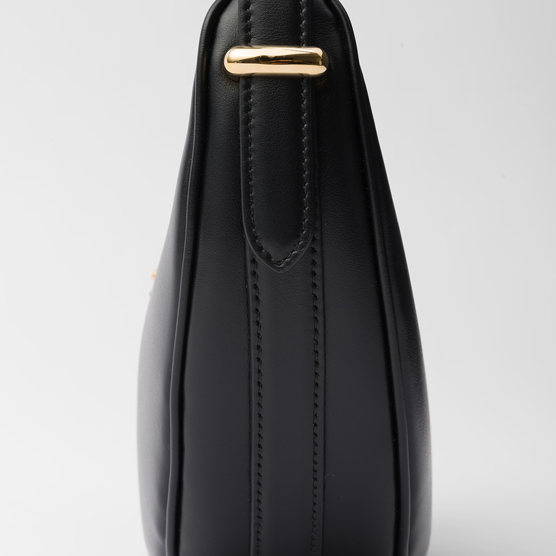 Prada Arqué Small Leather Shoulder Bag Black