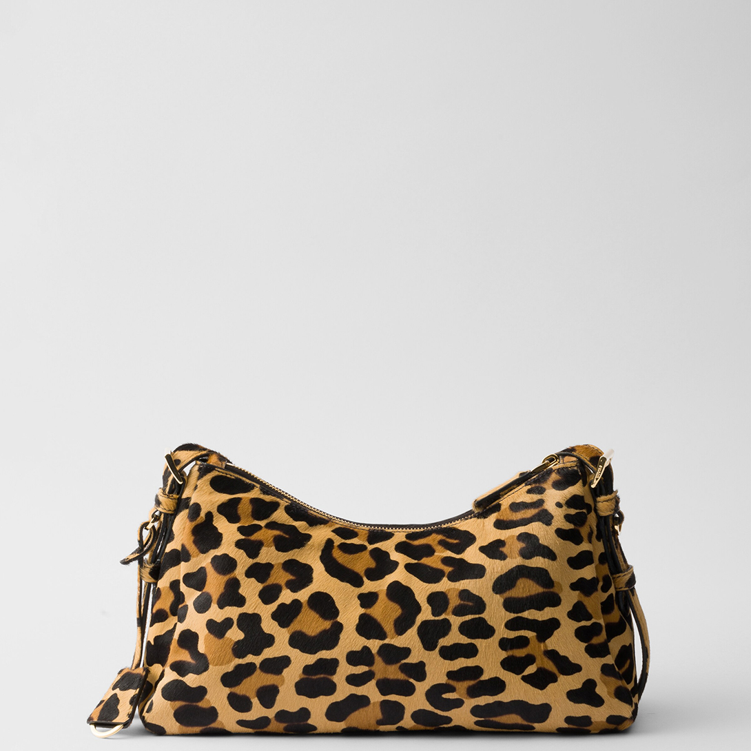 Prada Aimée Medium Printed Leather Shoulder Bag Leopard Print