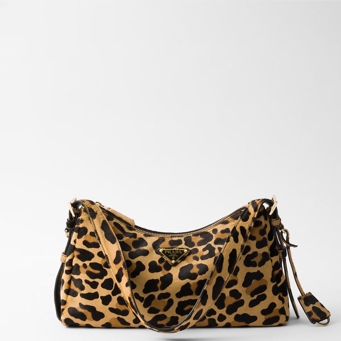 Prada Aimée Medium Printed Leather Shoulder Bag Leopard Print