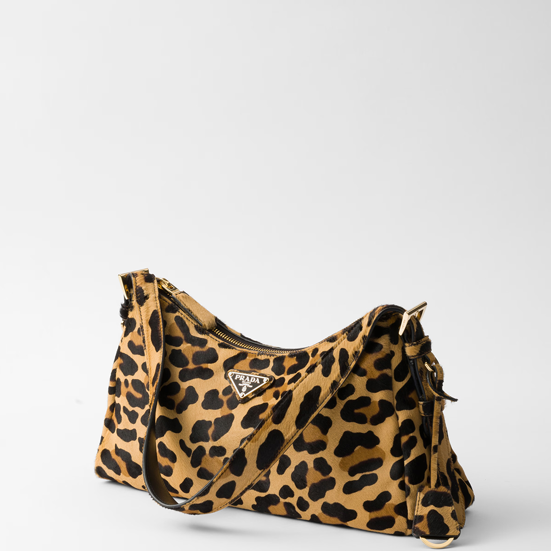 Prada Aimée Medium Printed Leather Shoulder Bag Leopard Print