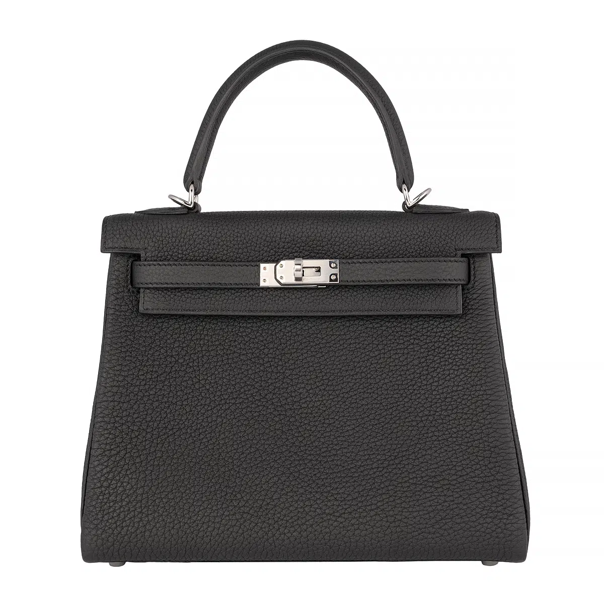 Hermès Kelly 25 Togo Leather Silver Hardware Noir