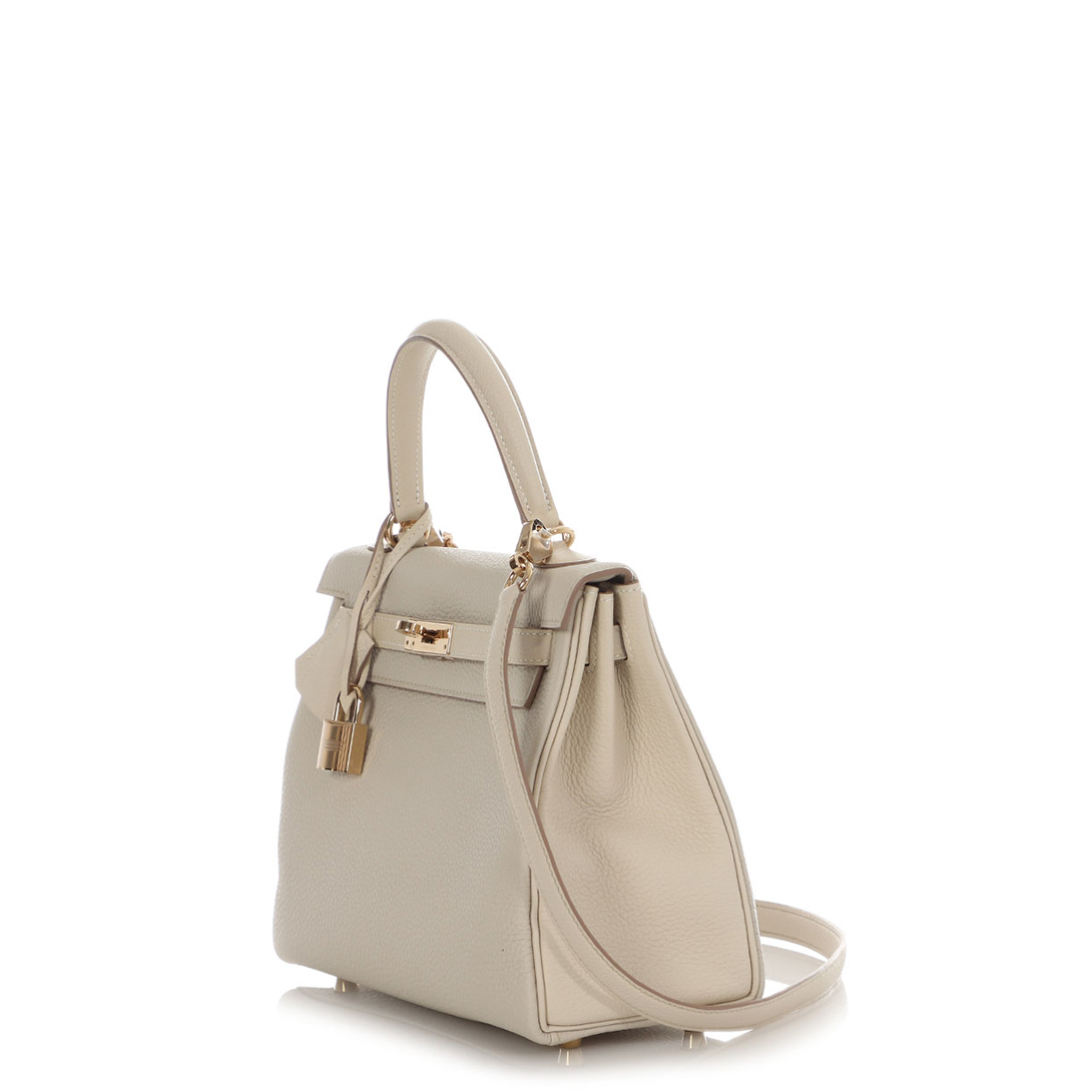 Hermès Kelly 25 Gold Hardware Hand-stitched 10 Craie Togo Leather