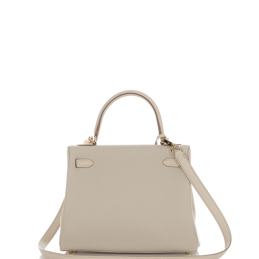 Hermès Kelly 25 Gold Hardware Hand-stitched 10 Craie Togo Leather