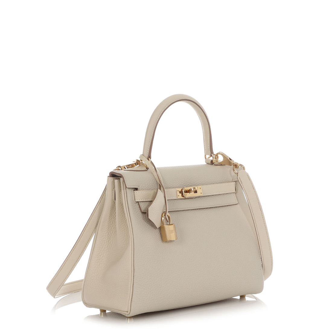 Hermès Kelly 25 Gold Hardware Hand-stitched 10 Craie Togo Leather