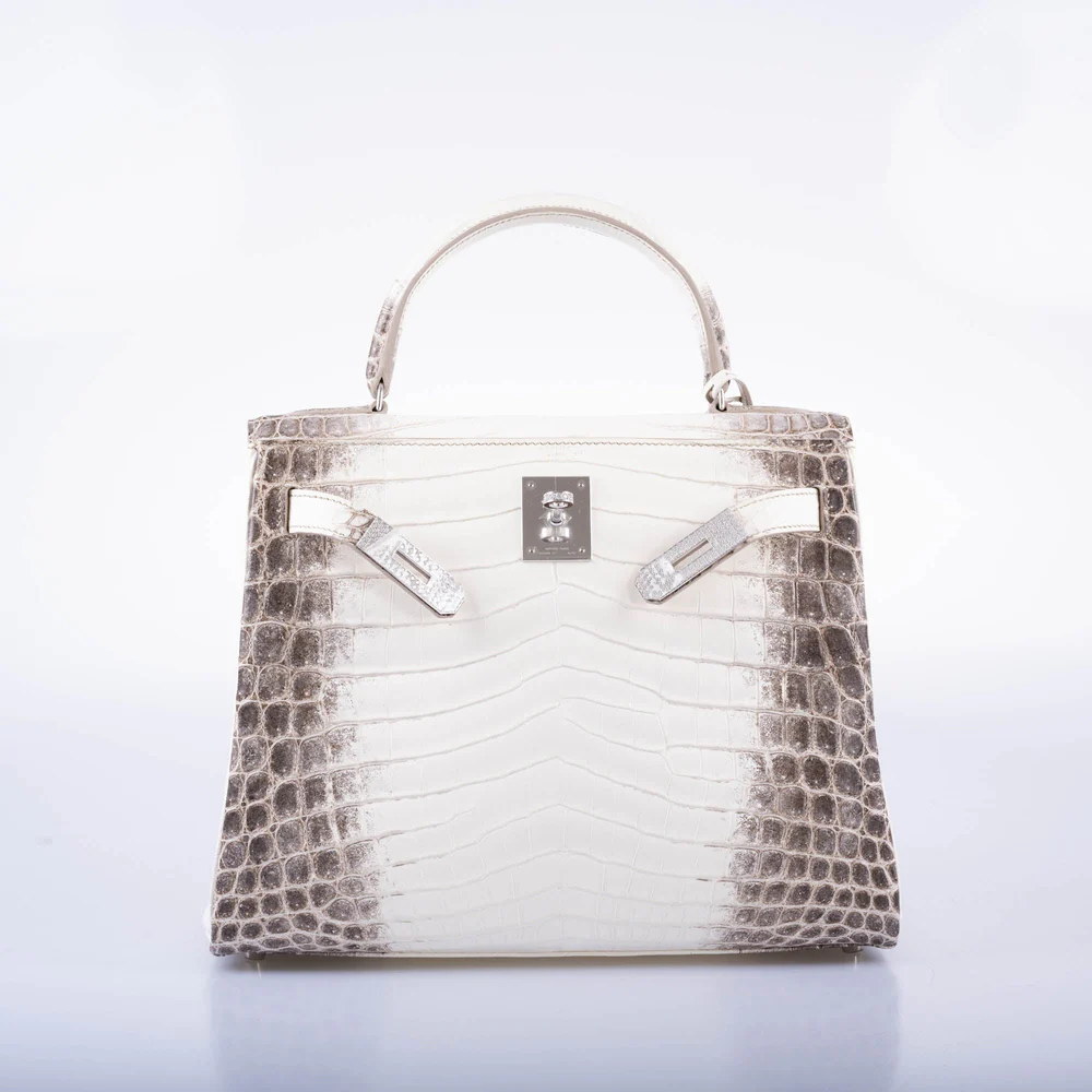 Hermès Kelly 28 Silver Hardware Himalaya Matte Crocodile Leather Beige