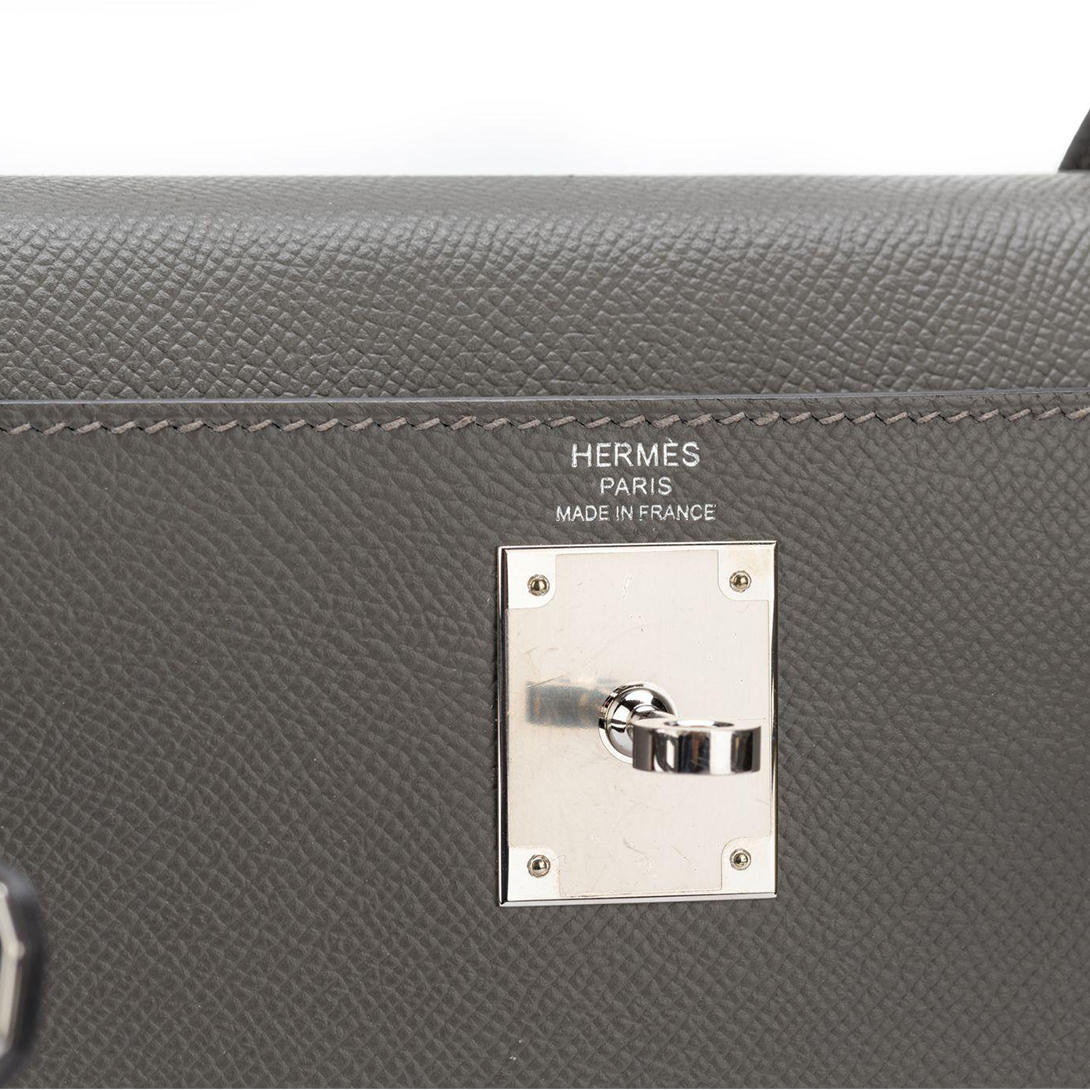 Hermès Kelly 28 Silver Hardware Epsom Leather 18 Etoupe