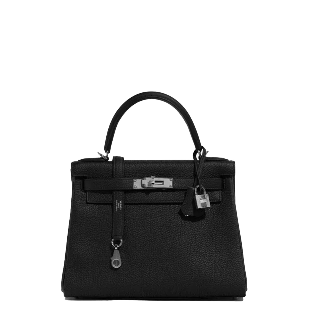 Hermès Kelly 28 Silver Hardware Togo Leather Noir