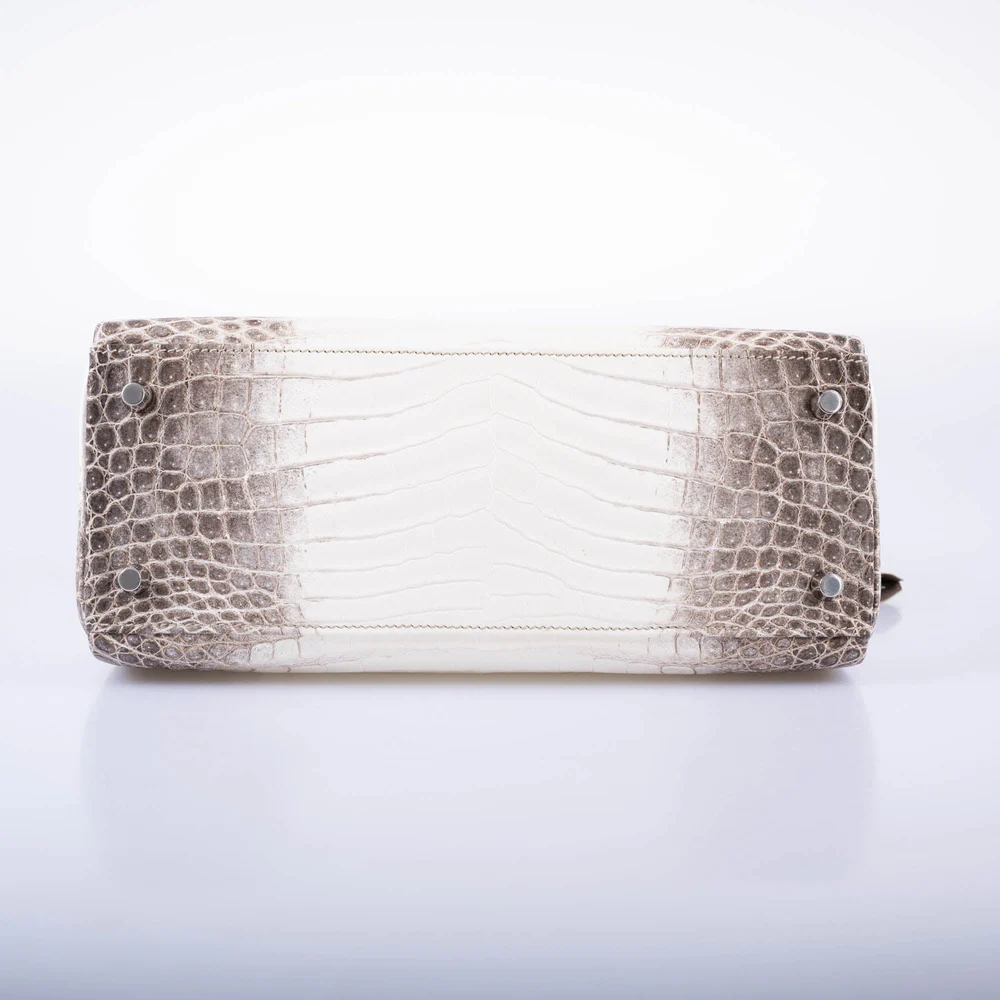 Hermès Kelly 28 Silver Hardware Himalaya Matte Crocodile Leather Beige