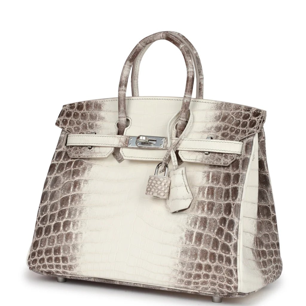 Hermès Birkin 25 Himalaya Silver Hardware Crocodile Leather Beige