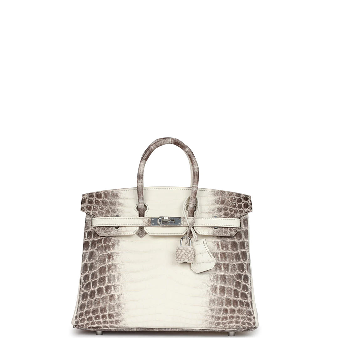 Hermès Birkin 25 Himalaya Silver Hardware Crocodile Leather Beige