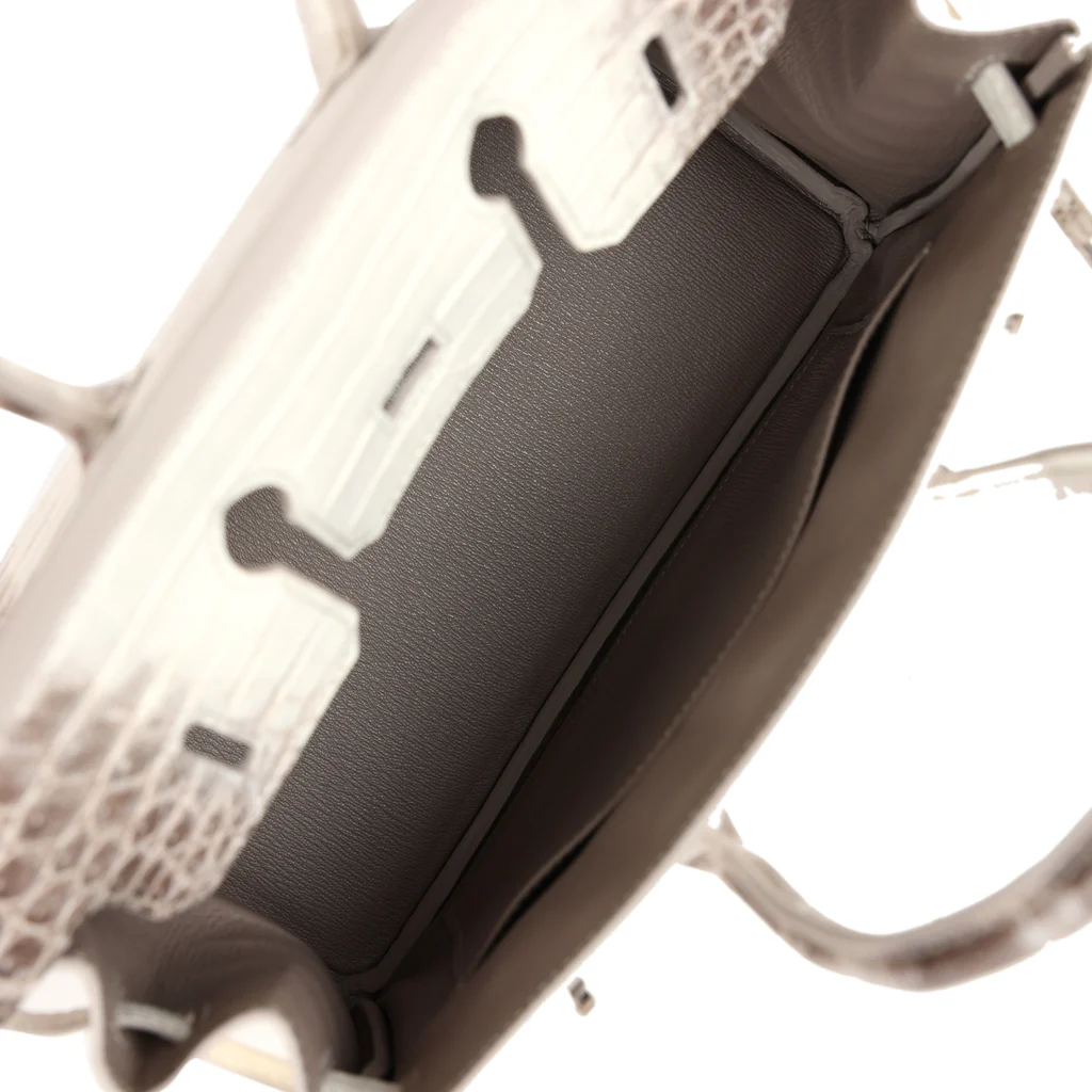 Hermès Birkin 25 Himalaya Silver Hardware Crocodile Leather Beige