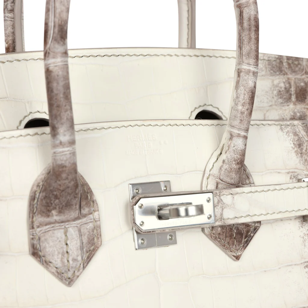Hermès Birkin 25 Himalaya Silver Hardware Crocodile Leather Beige