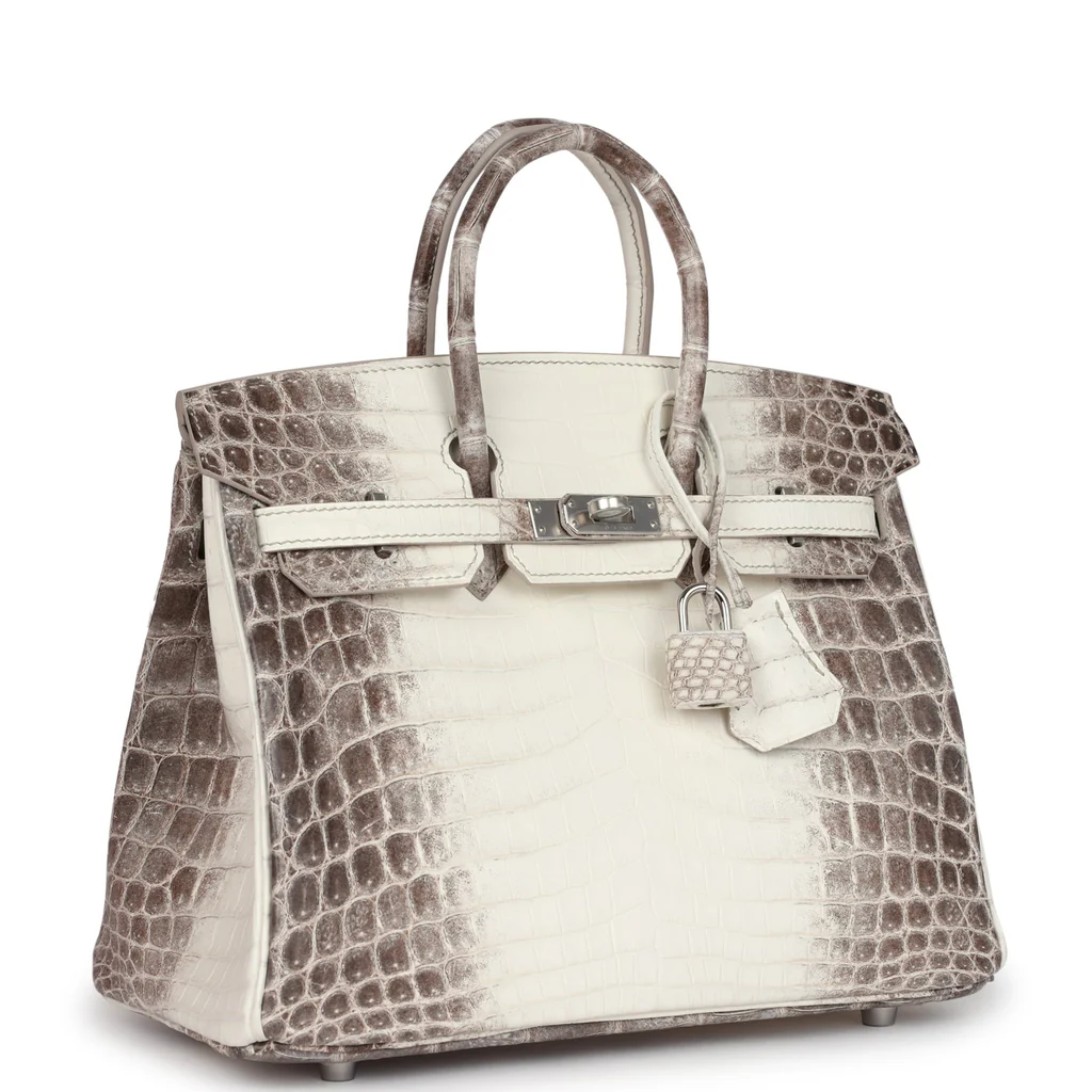 Hermès Birkin 25 Himalaya Silver Hardware Crocodile Leather Beige