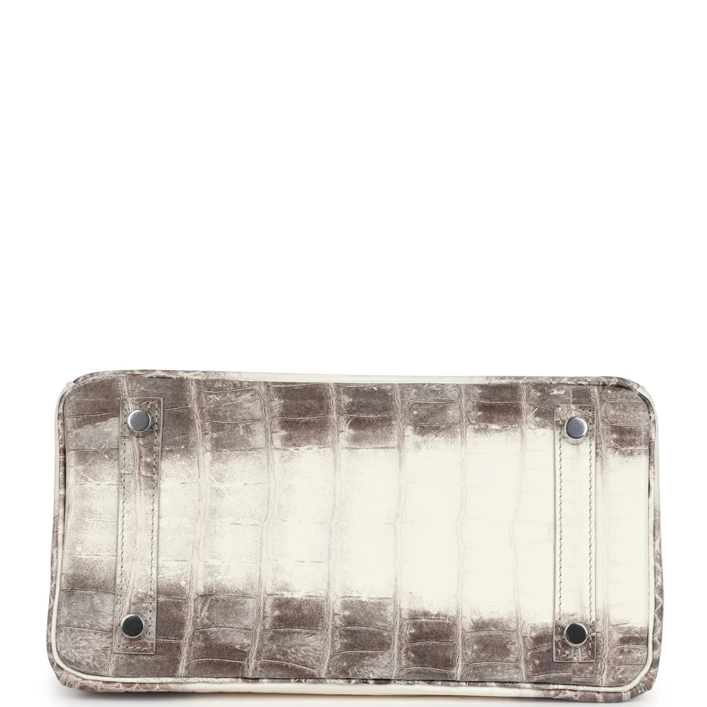 Hermès Birkin 25 Himalaya Silver Hardware Crocodile Leather Beige