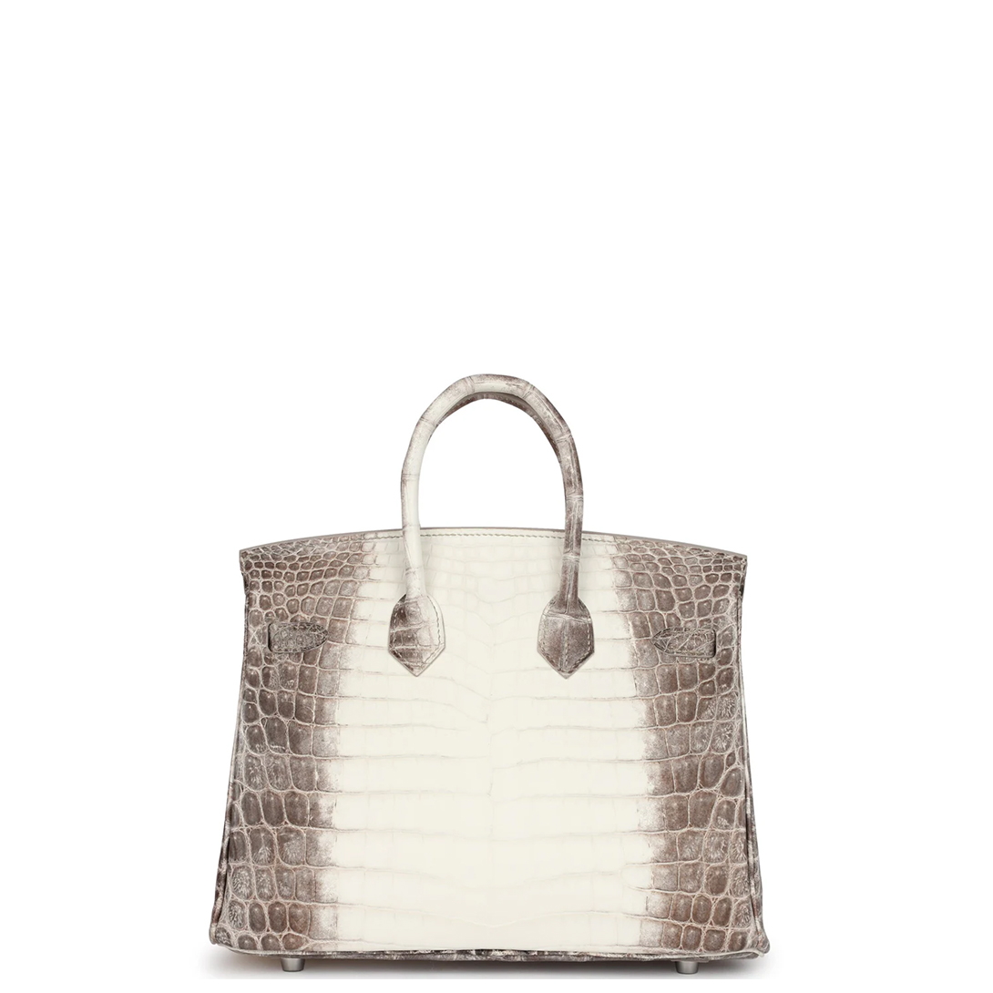 Hermès Birkin 25 Himalaya Silver Hardware Crocodile Leather Beige