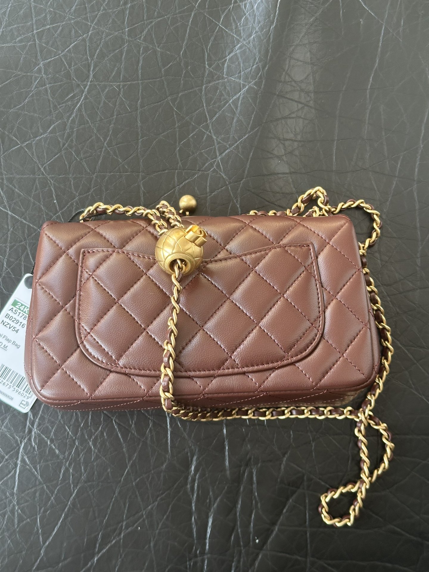 Chanel Burgundy Quilted Lambskin CC Pearl Crush Mini Flap Gold Hardware