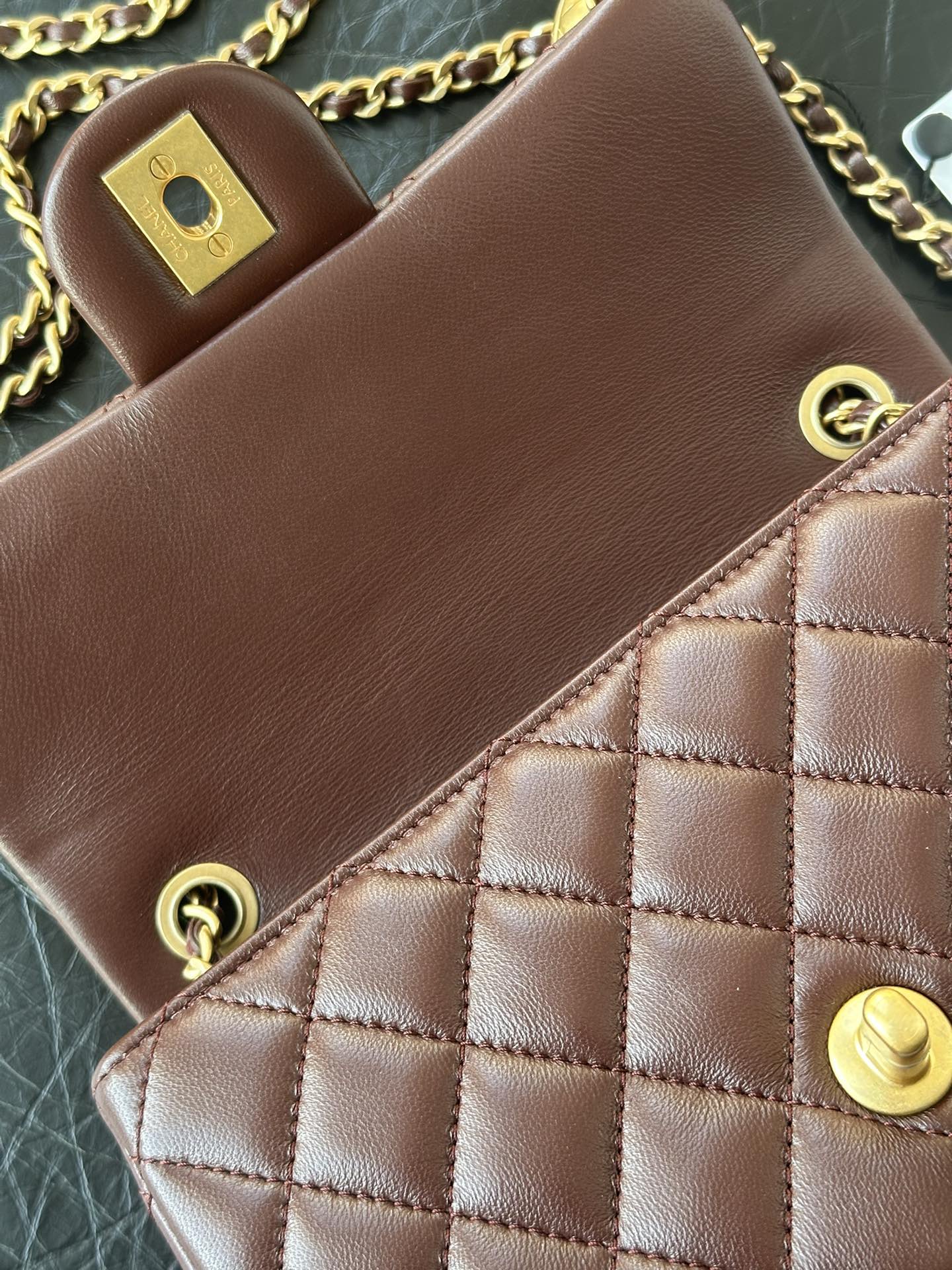 Chanel Burgundy Quilted Lambskin CC Pearl Crush Mini Flap Gold Hardware