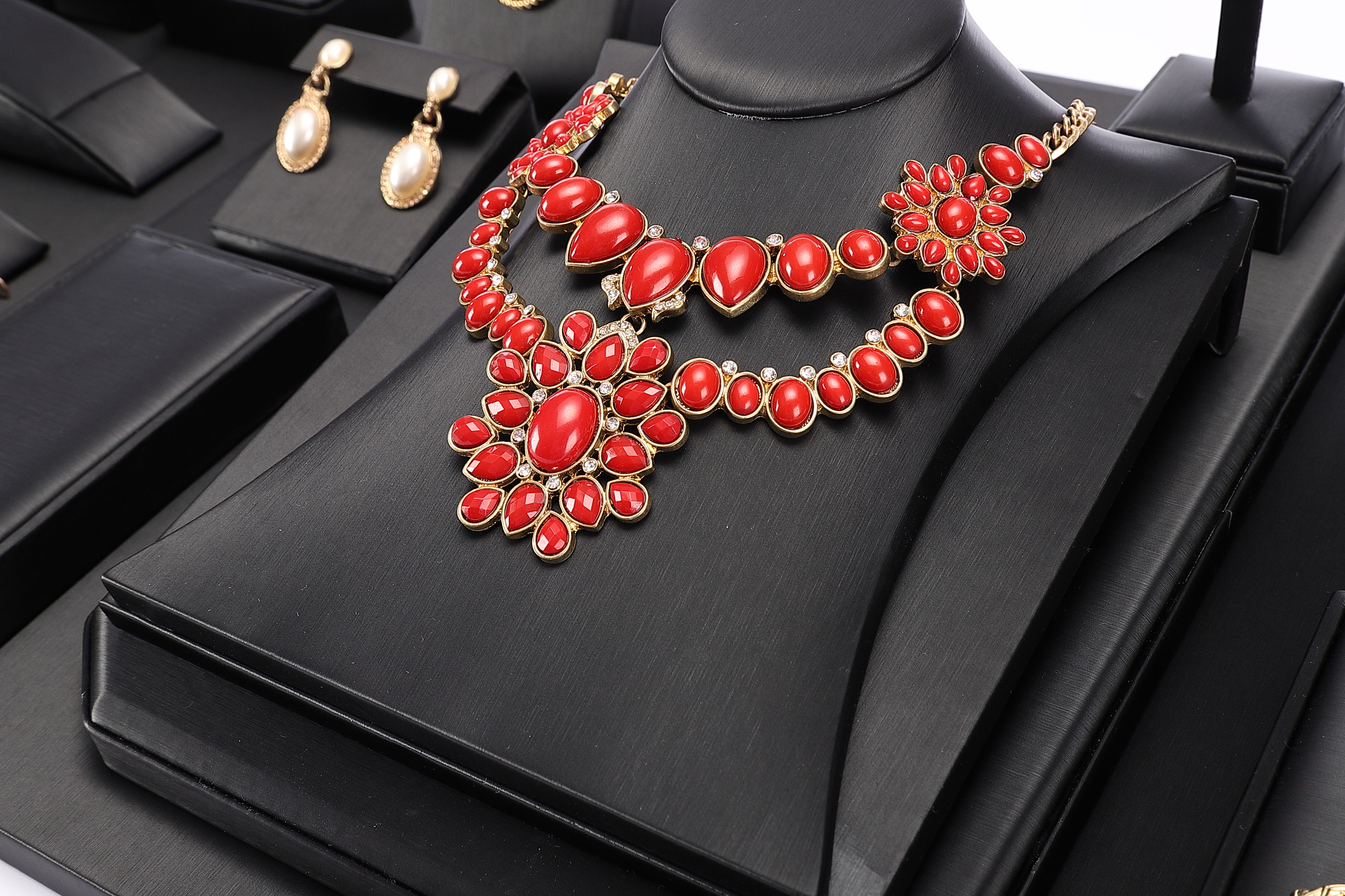 S038 Black DIGU PU Leather Jewelry Display Stand Jewelry Display Set