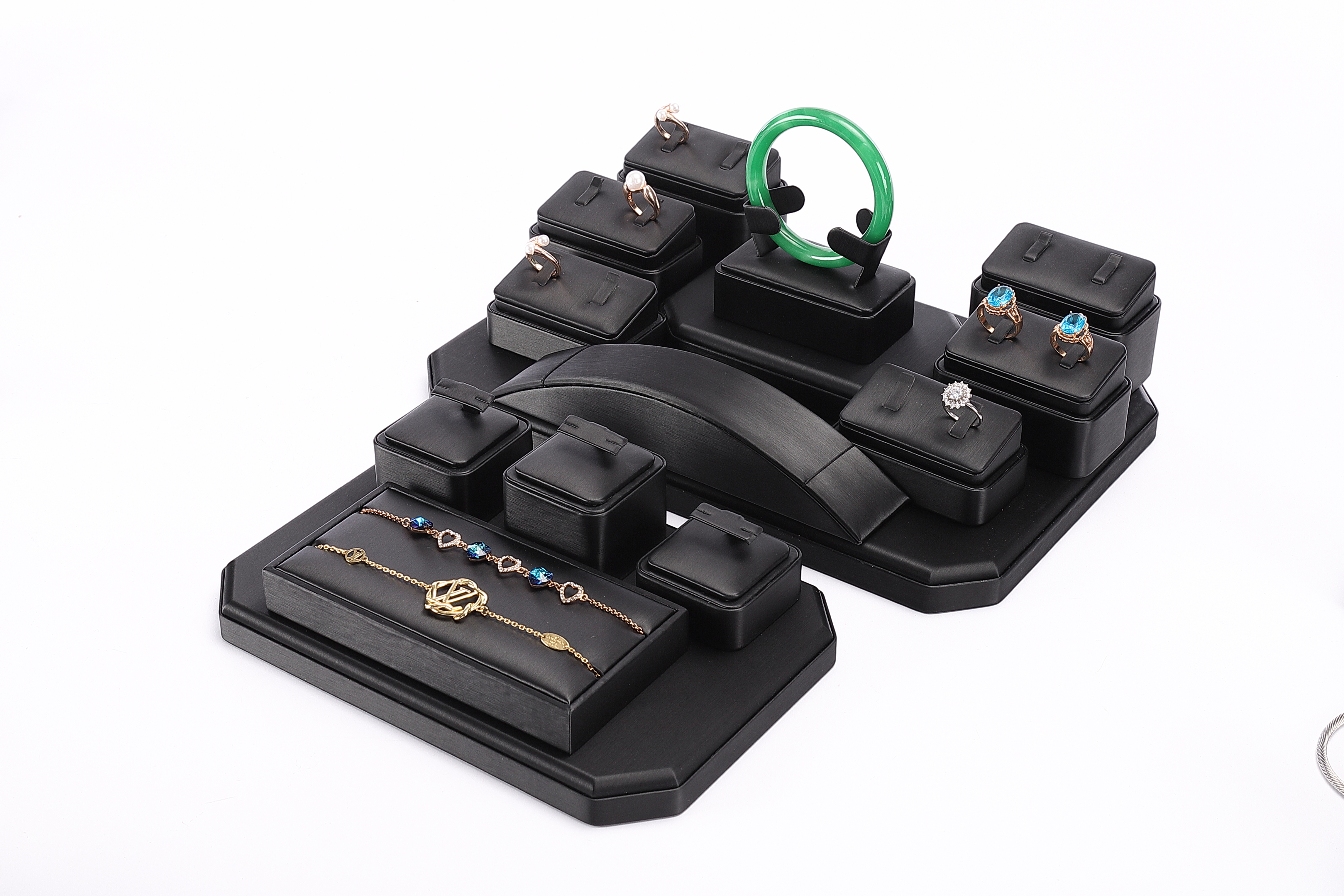 S038 Black DIGU PU Leather Jewelry Display Stand Jewelry Display Set