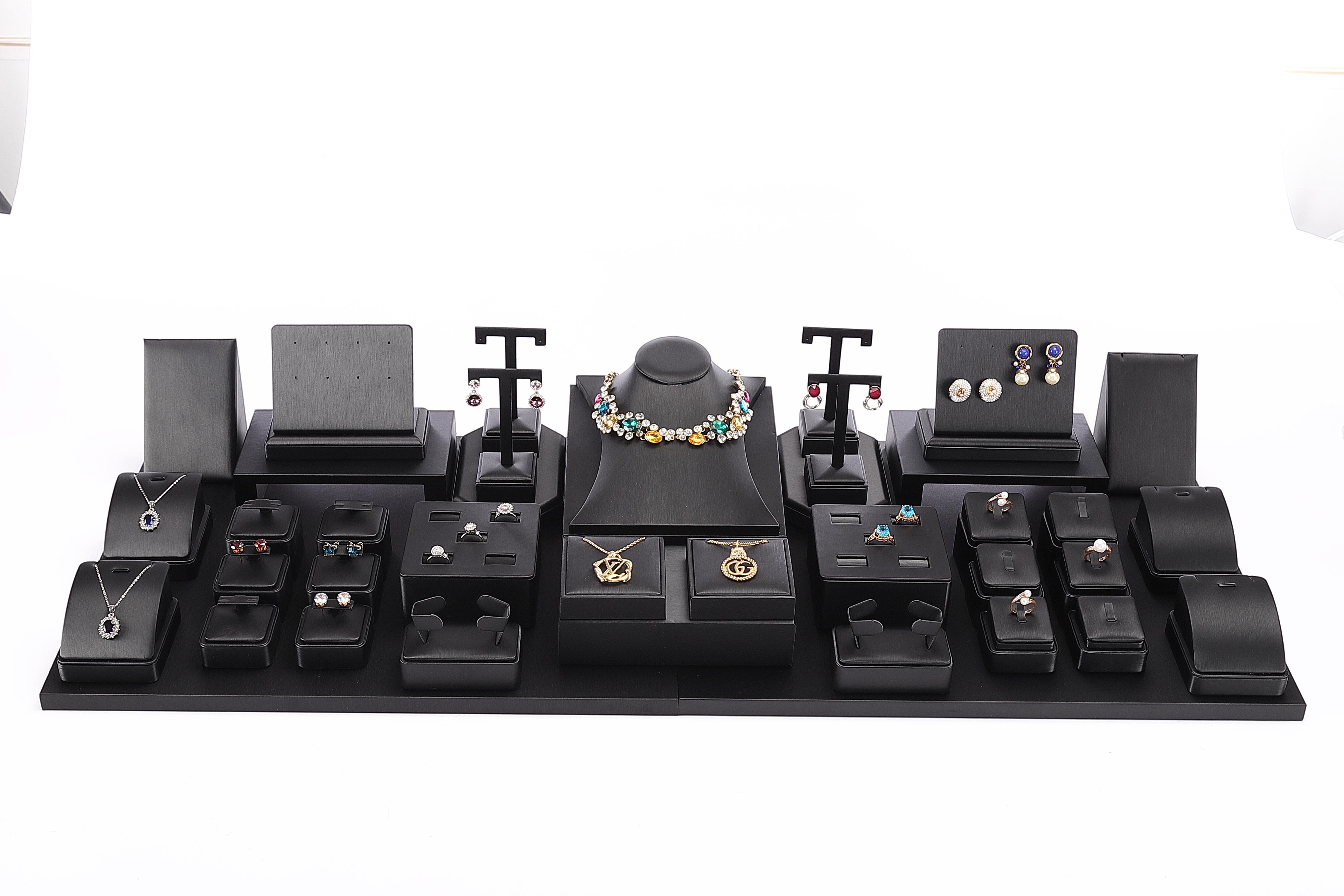 S038 Black DIGU PU Leather Jewelry Display Stand Jewelry Display Set