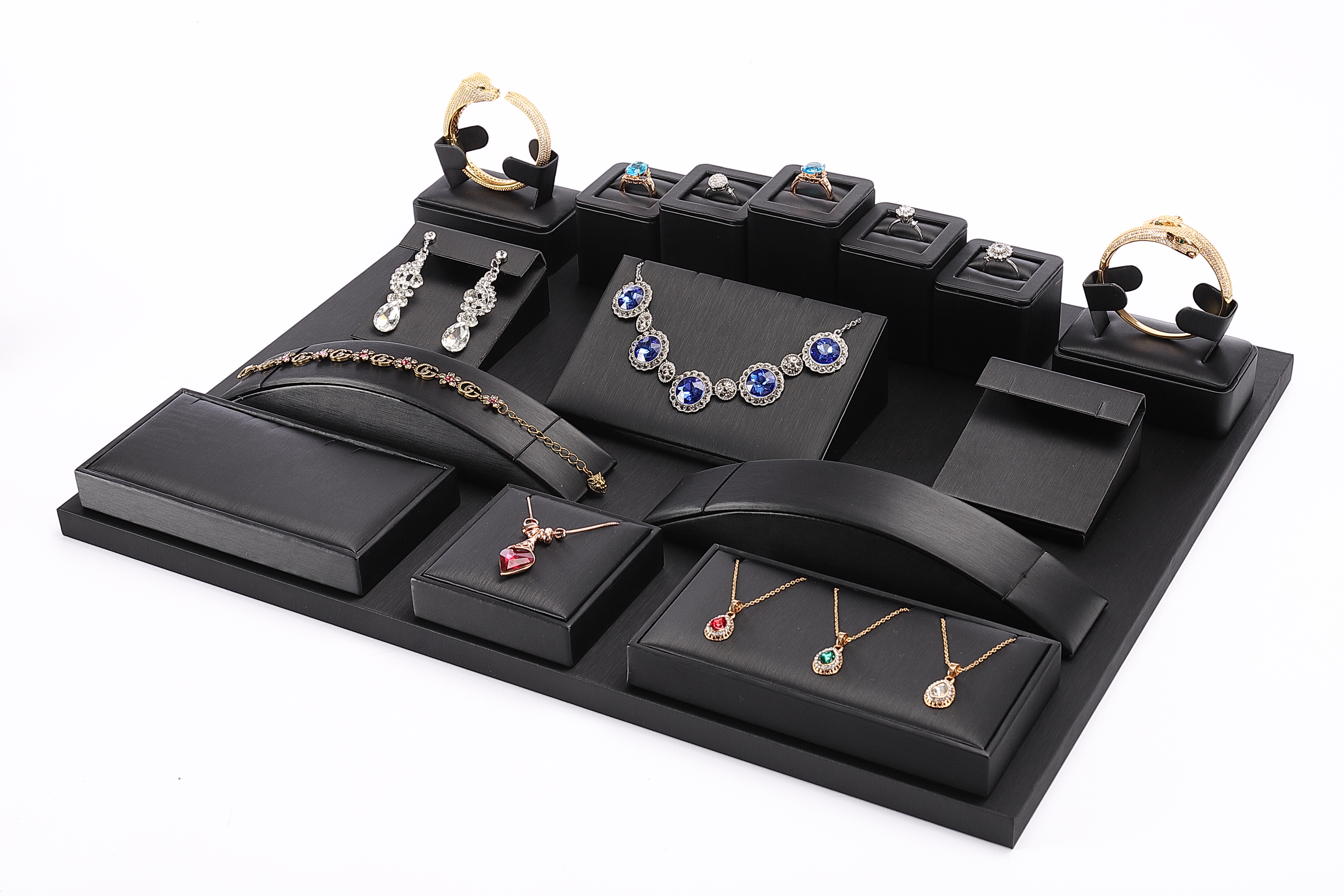S038 Black DIGU PU Leather Jewelry Display Stand Jewelry Display Set
