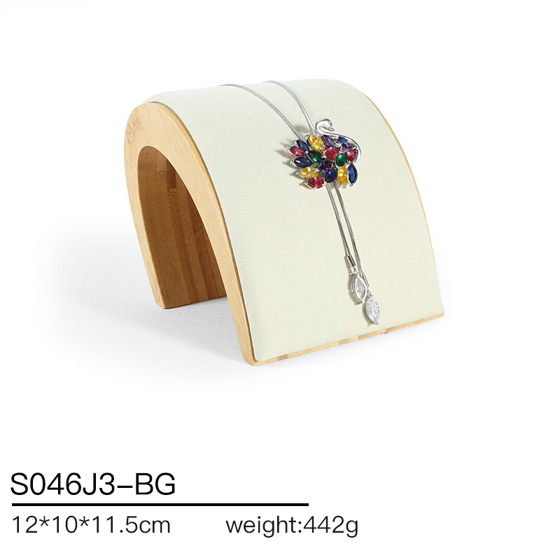 S046 Beige DIGU Handmade Beige Microfiber Jewelry display set Necklace Earring Bracelet Ring Jewelry Display Props