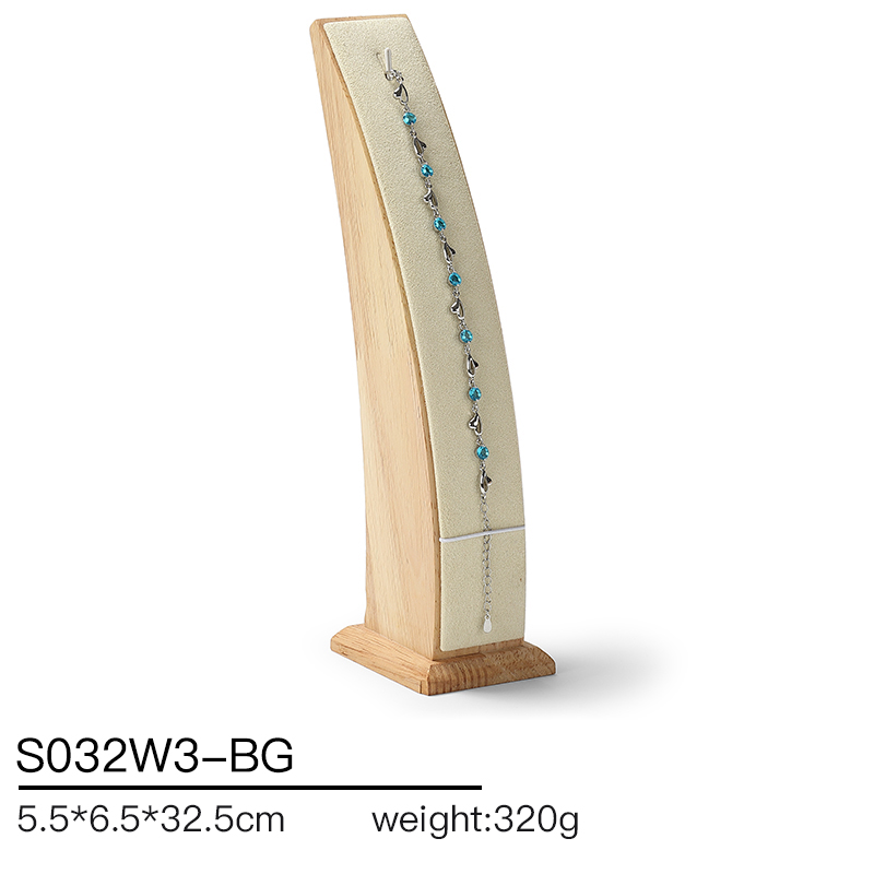 S032 Beige DIGU Luxury Microfiber Wood Jewelry Display Props Set