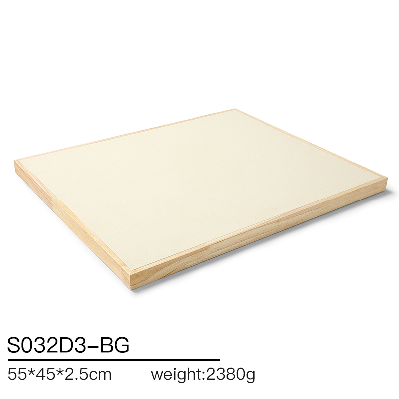 S032 Beige DIGU Luxury Microfiber Wood Jewelry Display Props Set