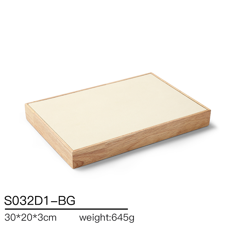 S032 Beige DIGU Luxury Microfiber Wood Jewelry Display Props Set