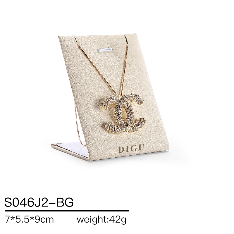S046 Beige DIGU Handmade Beige Microfiber Jewelry display set Necklace Earring Bracelet Ring Jewelry Display Props